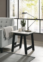 Kenzo 19' Black End Table with Faux Marble Top Finish