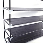 Simple Assembly 5 Tiers Non-woven Fabric Shoe Rack With Handle Black RT