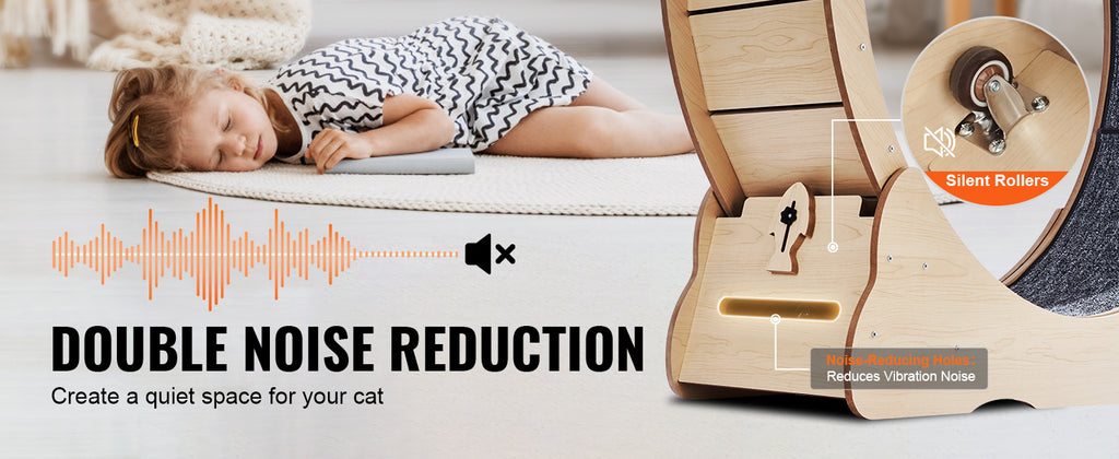 SucceBuy Wooden Cat Exercise Wheel Large Cat Treadmill Wheel for Indoor Cat Running Wheel with Detachable Carpet& Cat Teaser