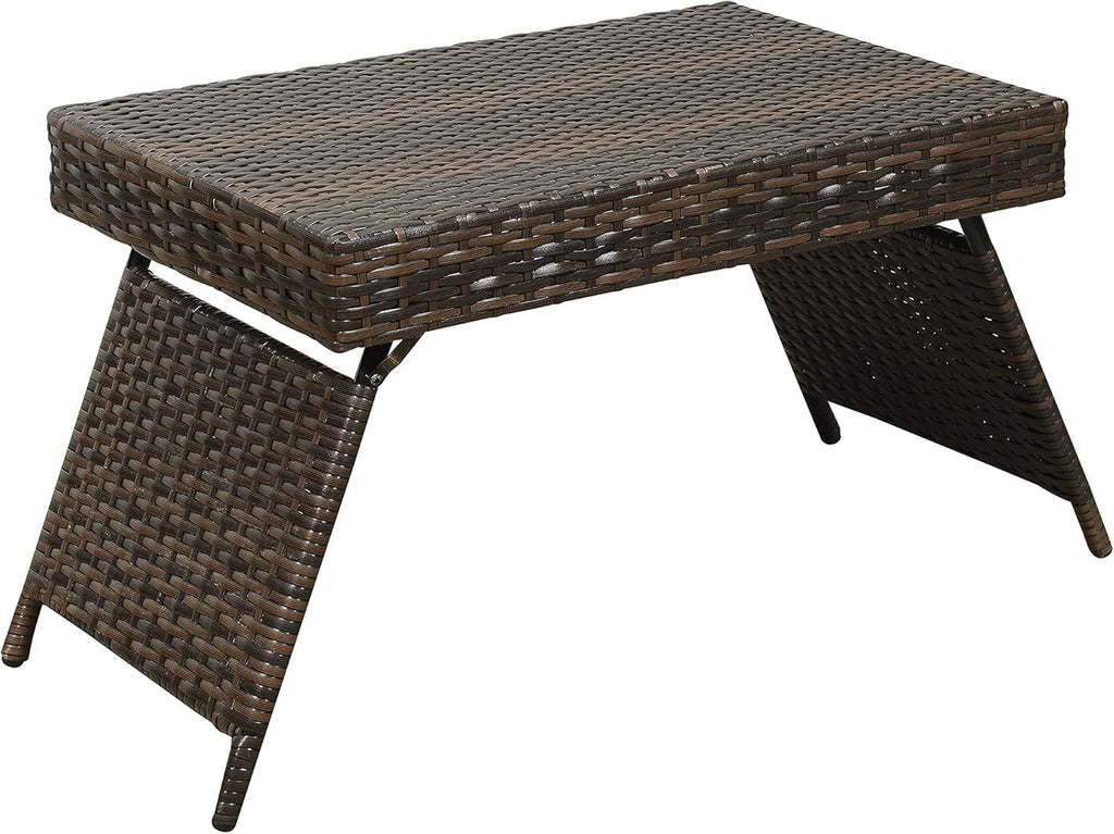Portable Folding Wicker Table, brown