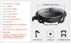 SucceBuy Electric Hot Pot 5 L Double-flavor Shabu Shabu Pot Non-Stick Electric Cooker with Divider Glass Lid for 6-10 People