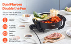 SucceBuy Electric Hot Pot 5 L Double-flavor Shabu Shabu Pot Non-Stick Electric Cooker with Divider Glass Lid for 6-10 People