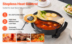 SucceBuy Electric Hot Pot 5 L Double-flavor Shabu Shabu Pot Non-Stick Electric Cooker with Divider Glass Lid for 6-10 People