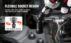 SucceBuy 360 Degree Swivel Impact Socket Set 3/8" Socket Set Deep Universal Metric 10-19mm 6 Point Cr-Mo Alloy Steel for Repair