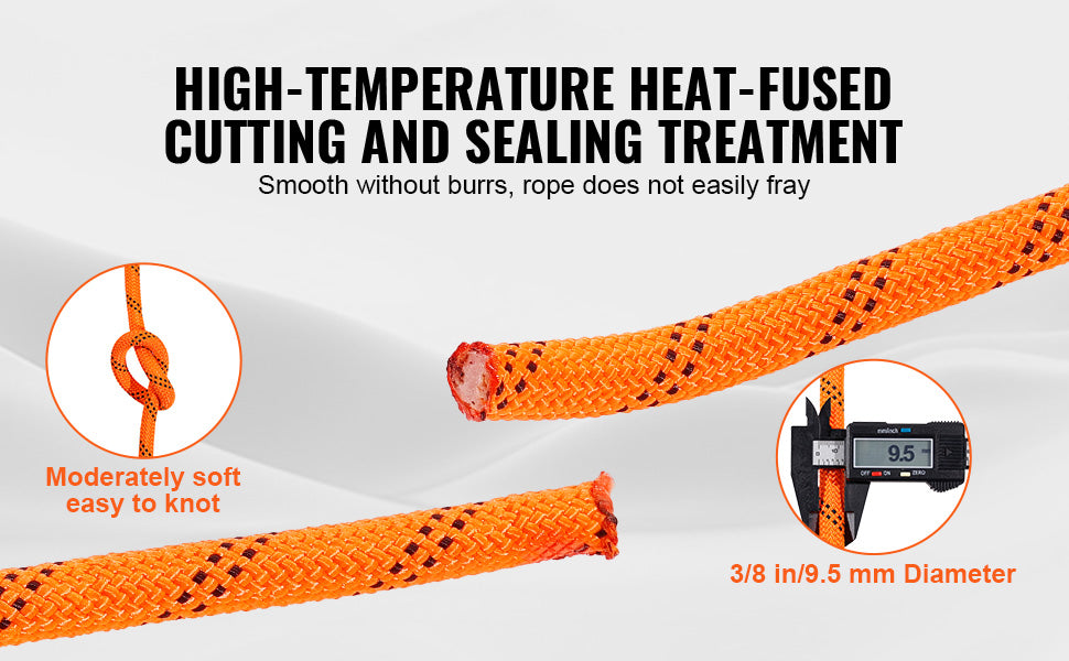 SucceBuy 120ft Dual-Weave Polyester Cord 3/8 1/2in 48-Strand Multi-Use Rope for Arborist Activities Outdoor Adventures Versatile