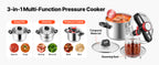 SucceBuy 6.3 8 10 12 Qt Pressure Cooker Stainless Steel Pressures Canner with Steaming Rack Tempered Glass Lid for Meat, Beans,