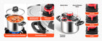 SucceBuy 6.3 8 10 12 Qt Pressure Cooker Stainless Steel Pressures Canner with Steaming Rack Tempered Glass Lid for Meat, Beans,