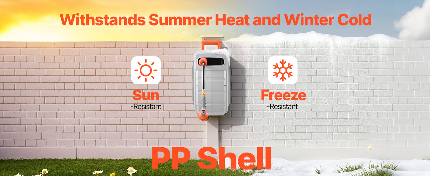 SucceBuy Retractable Garden Hose Reel Wall Mounted Hose Reel Heavy Duty Garden Hose Reel with 9 Patterns Nozzle Swivel Bracket