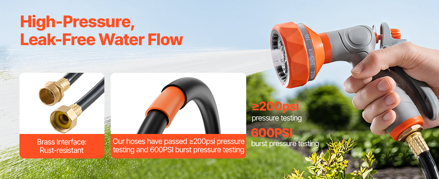 SucceBuy Retractable Garden Hose Reel Wall Mounted Hose Reel Heavy Duty Garden Hose Reel with 9 Patterns Nozzle Swivel Bracket