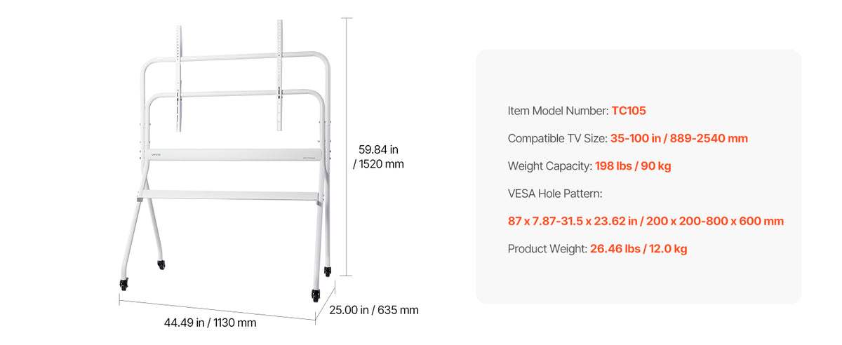 SucceBuy Rolling TV Stand Mobile TV Cart Suit for Various Sizes TV Portable TV Stand with Wheels for Living Room Bedroom Office