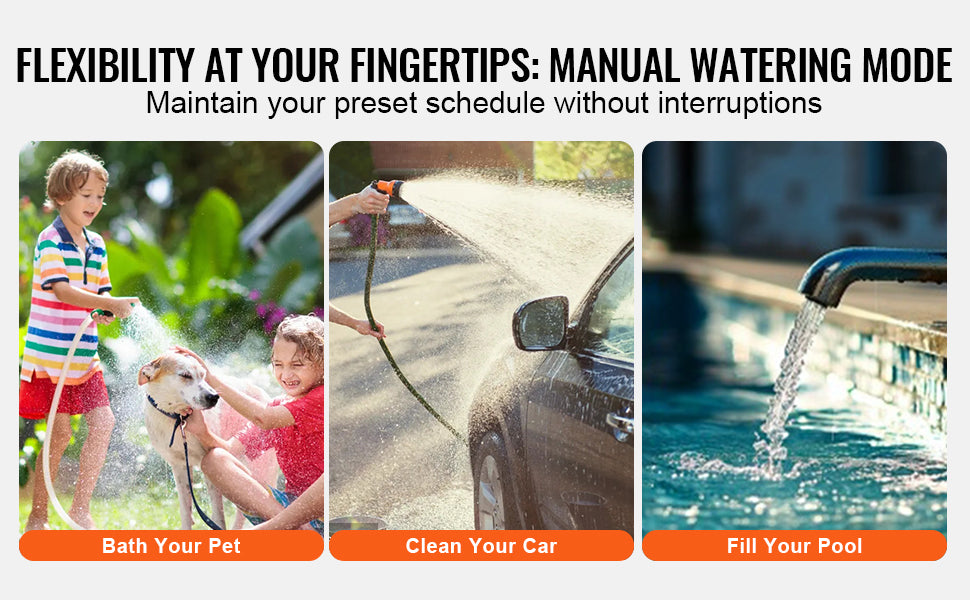 SucceBuy Water Timer 3 Outlets Hose 3 Independent Watering Zone LCD Display Rain Delay Mode Manual Mode Watering Sprinkler Timer