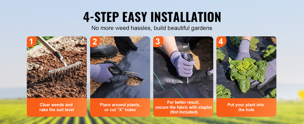 VEVOR 3FTx50FT Premium Heavy Duty Weed Barrier Landscape Fabric 3.2OZ Woven Geotextile Fabric Under Gravel High Permeability