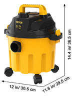 SucceBuy Wet Dry Vac 2.6 Gallon 2.5 Peak HP 3 in 1 Portable Shop Vacuum with Blowing Function  Attachment Storage for Floor